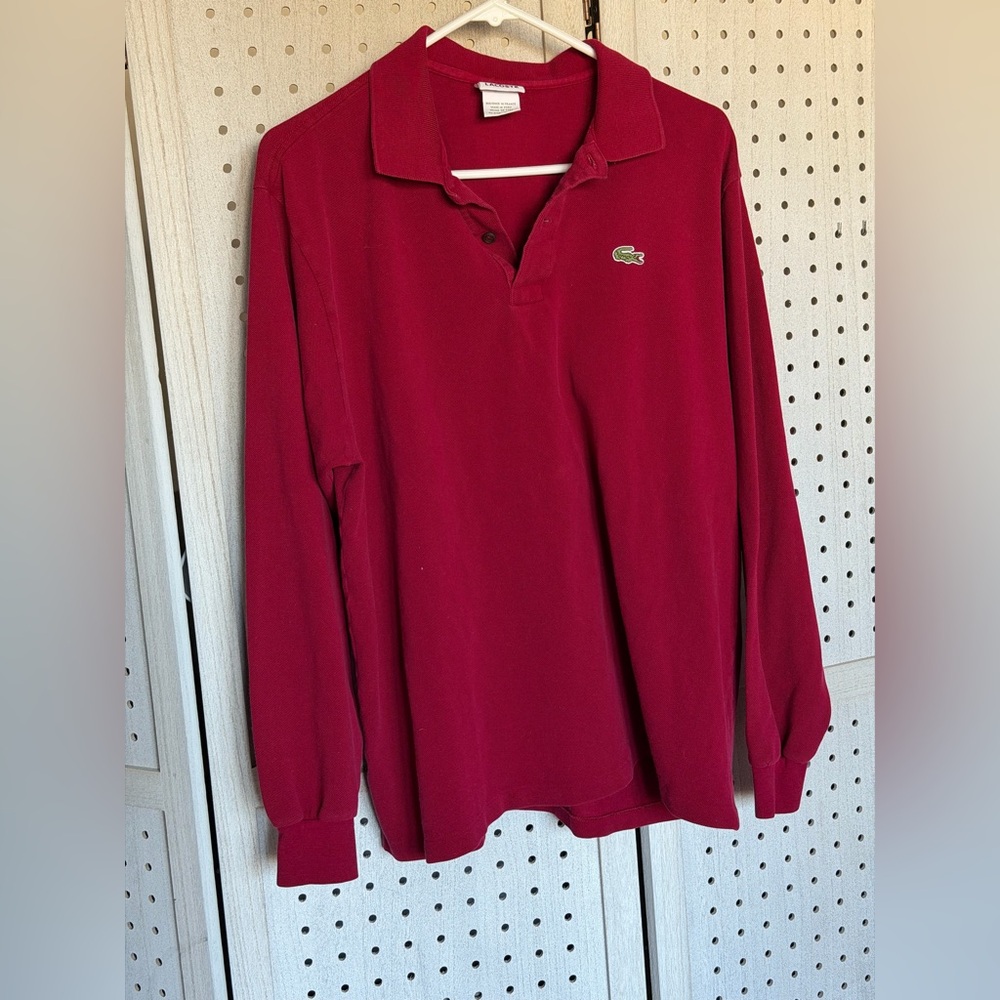 Lacoste Burgundy Long Sleeve Polo